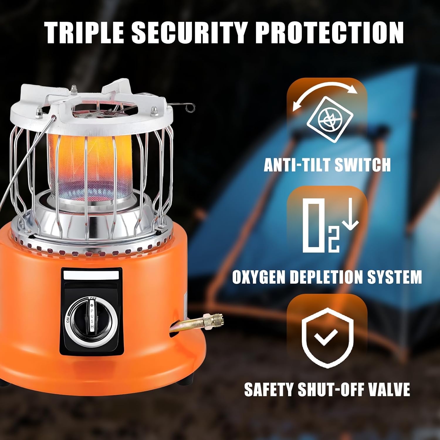 2-in-1 Propane Heater and Stove, Portable Heater with 6FT Regulating Valve, Dual Function Indoor Safe for Ice Fishing, Tent Camping, Tailgating