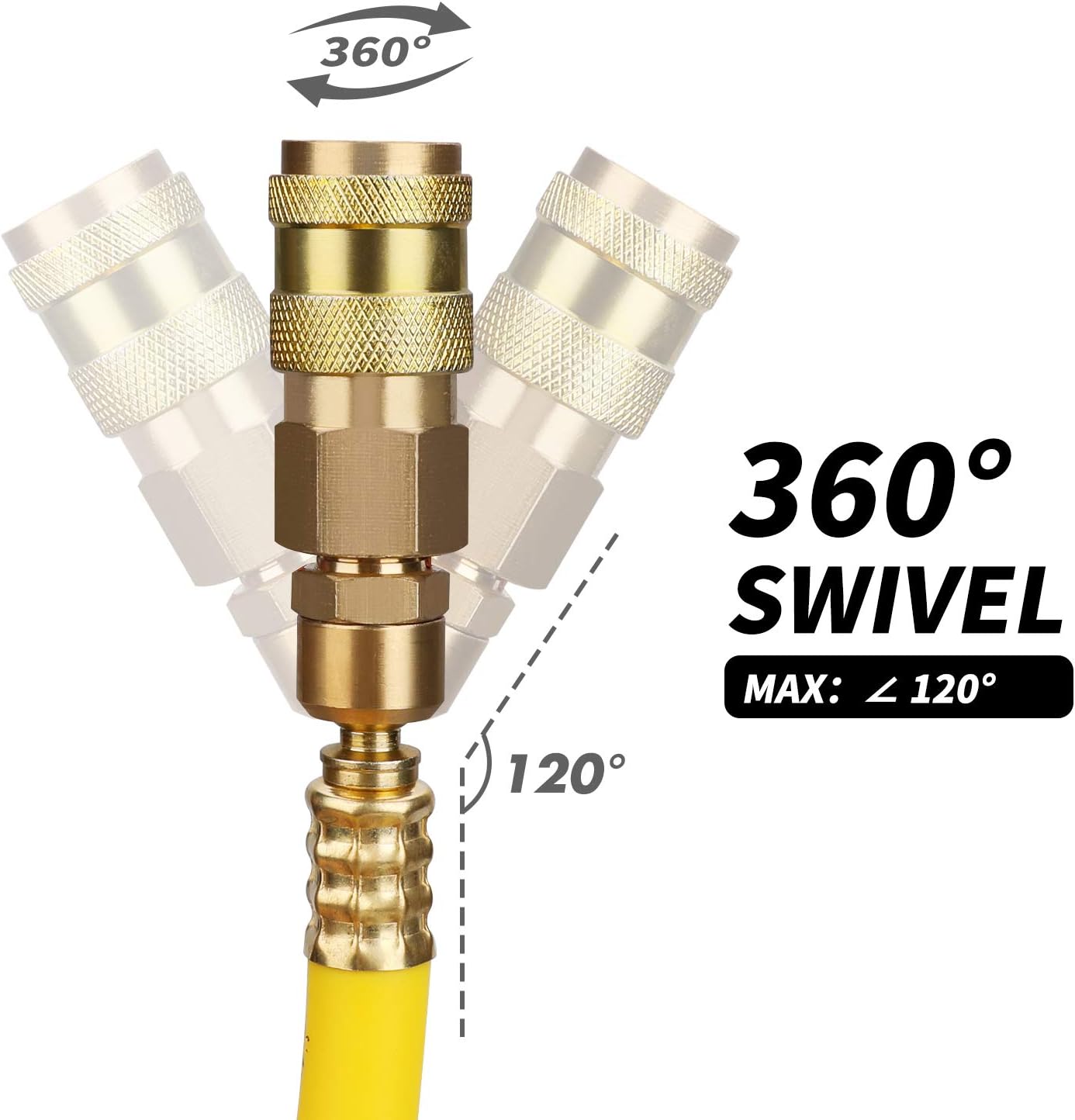 Air Compressor Hose 3/8 in x 50 ft Hybrid Rubber & PVC Hose with 1/4 in MNPT Swivel End Connector and Quick Universal Industrial Coupler & Plug Kit
