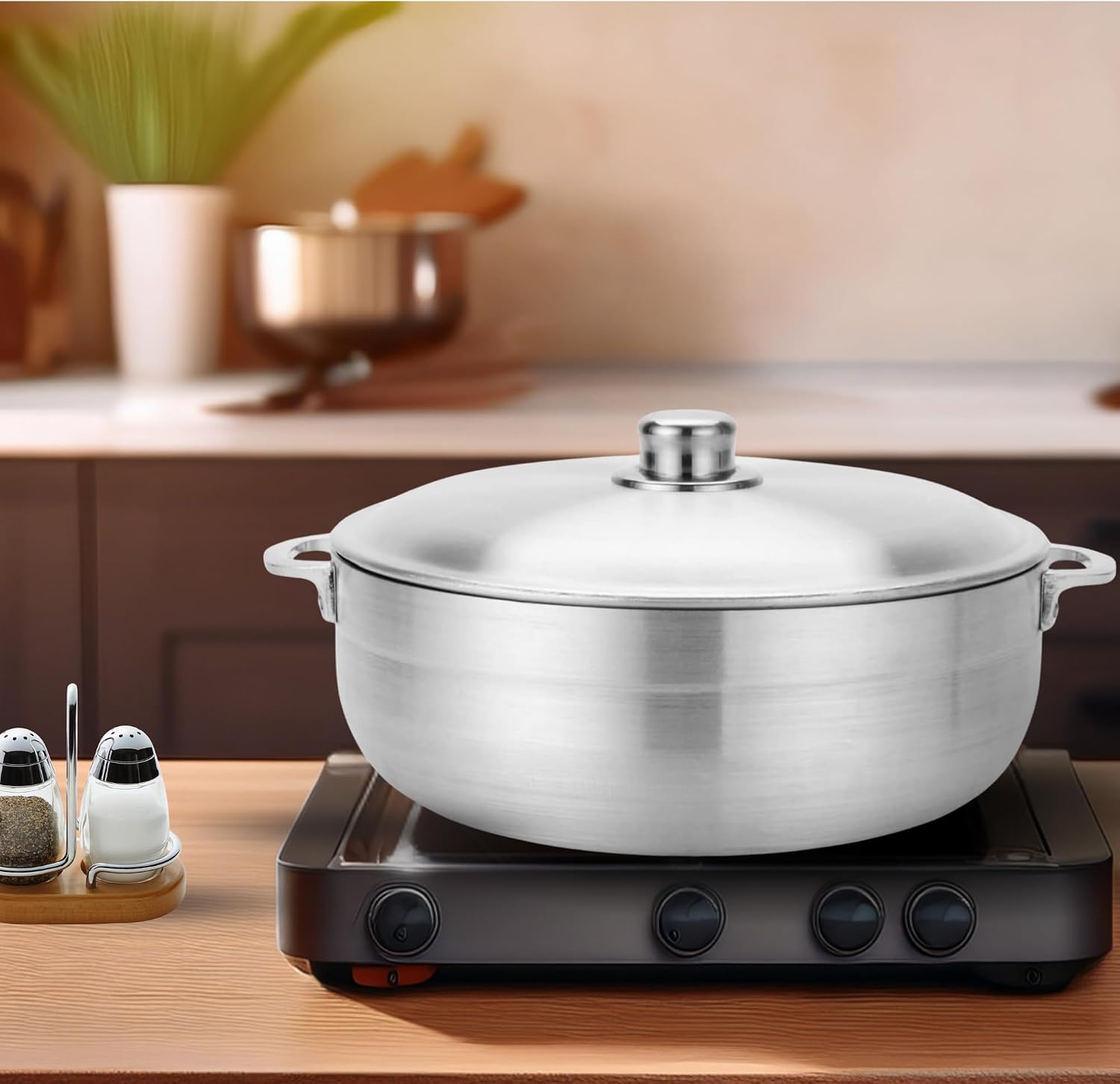 Alpine Cuisine 13-Quart Nonstick Aluminum Caldero Pot | Heavy-Duty Dutch Oven for Large Family Meals, Stews & Rice