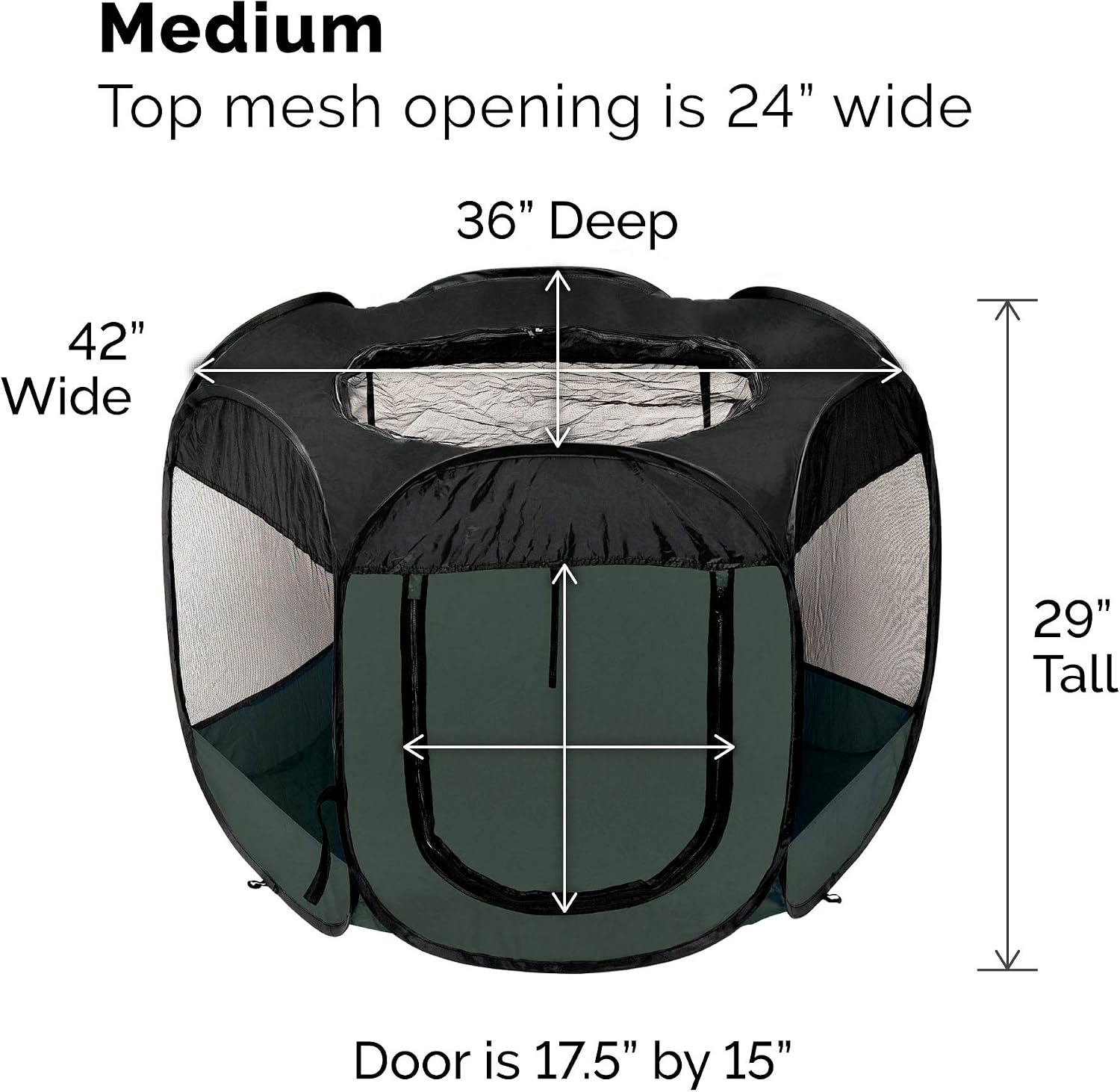 Furhaven Portable Dog Playpen Cat Tent, Pet playground,Kennel foldable indoor outdoor zippered puppy crate - Hunter Green, Medium
