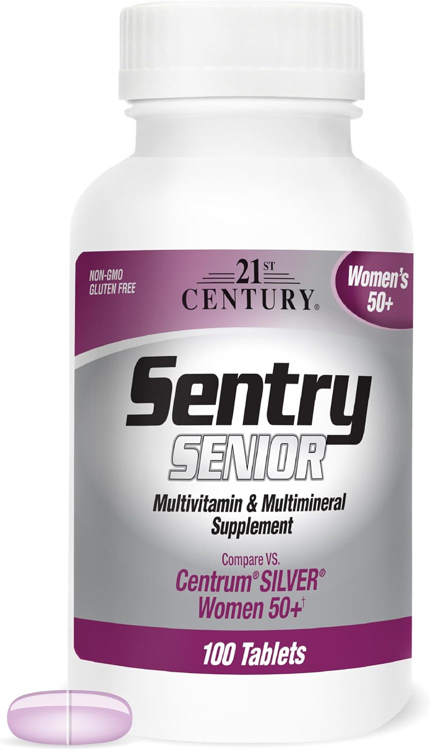 21st Century Sentry Senior Women 50+ Multivitamin, 100 Tablets | Complete Multivitamin & Multimineral, Compare VS. Centrum® SILVER Women 50+, Women 50 Plus, Full-Spectrum Nutrients for Heart
