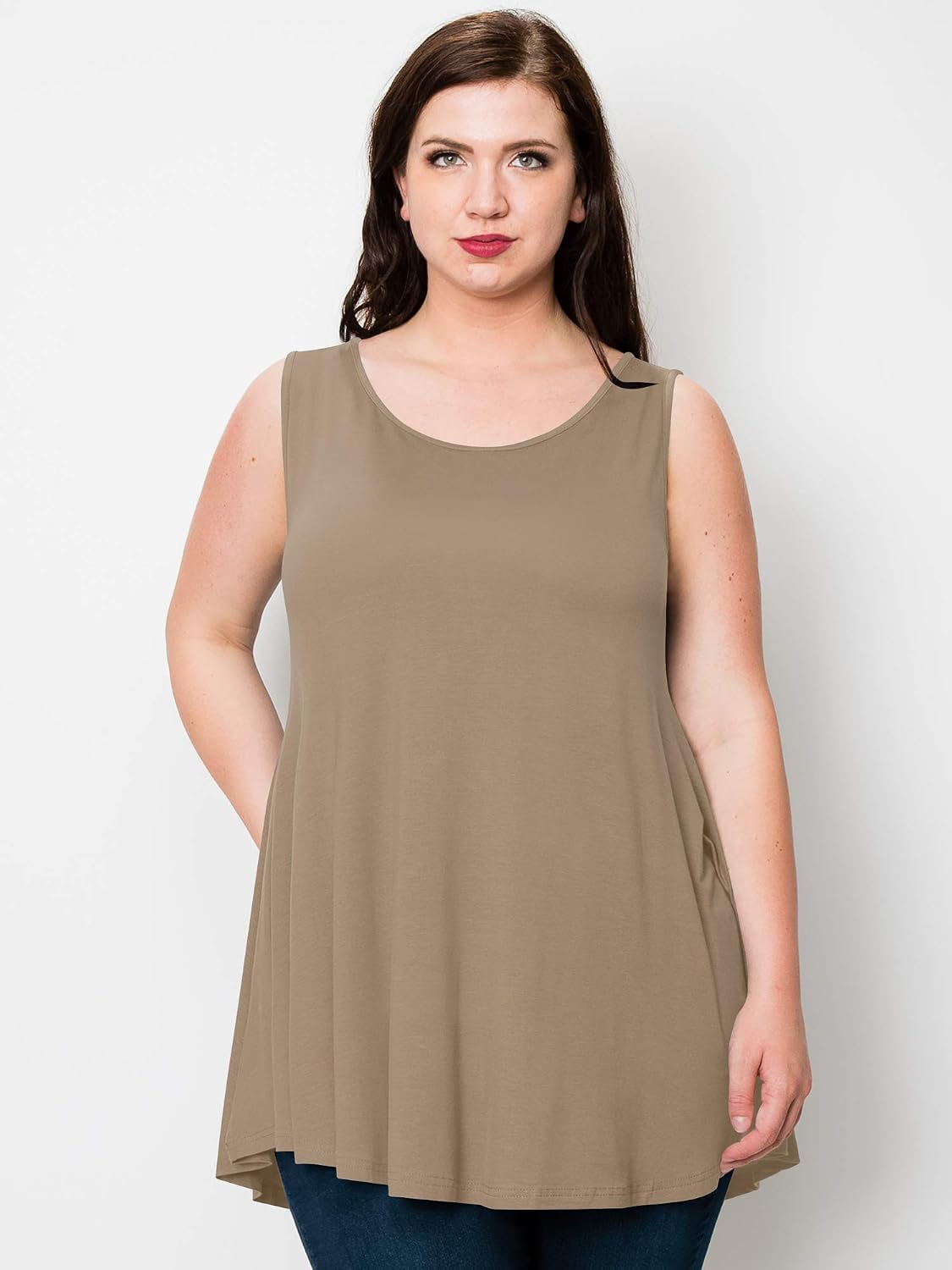 Lock and Love Women Solid Short Sleeve/Sleeveless Tunic for Leggings Swing Tunic Flare Tank Tops S-5XL Plus Size Made in USA