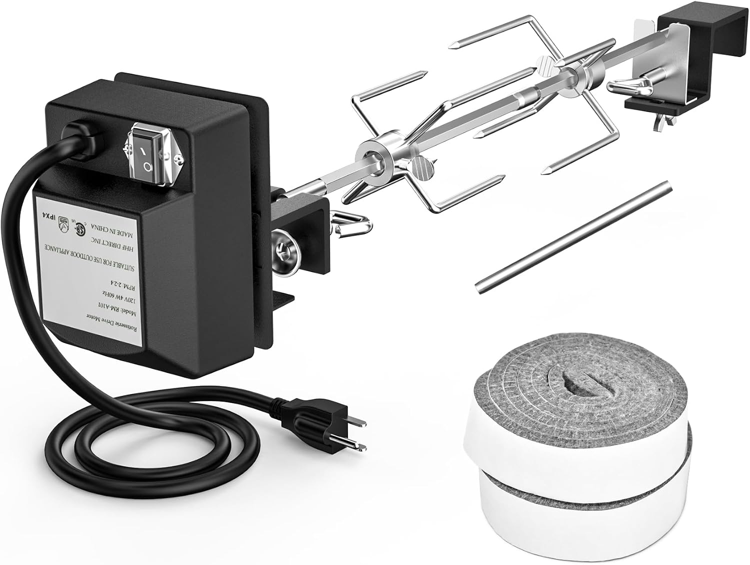 Skyflame Stainless Steel Rotisserie Kit with Heavy Duty Motor