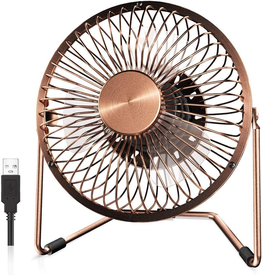 EasyAcc 9 Inch USB Desk Fan Ultra-quiet USB Powered 360° Rotation Desktop Fan with Metal Frame, Portable Personal Cooling Fan with 2 Speed for Home Office (USB POWERED ONLY)