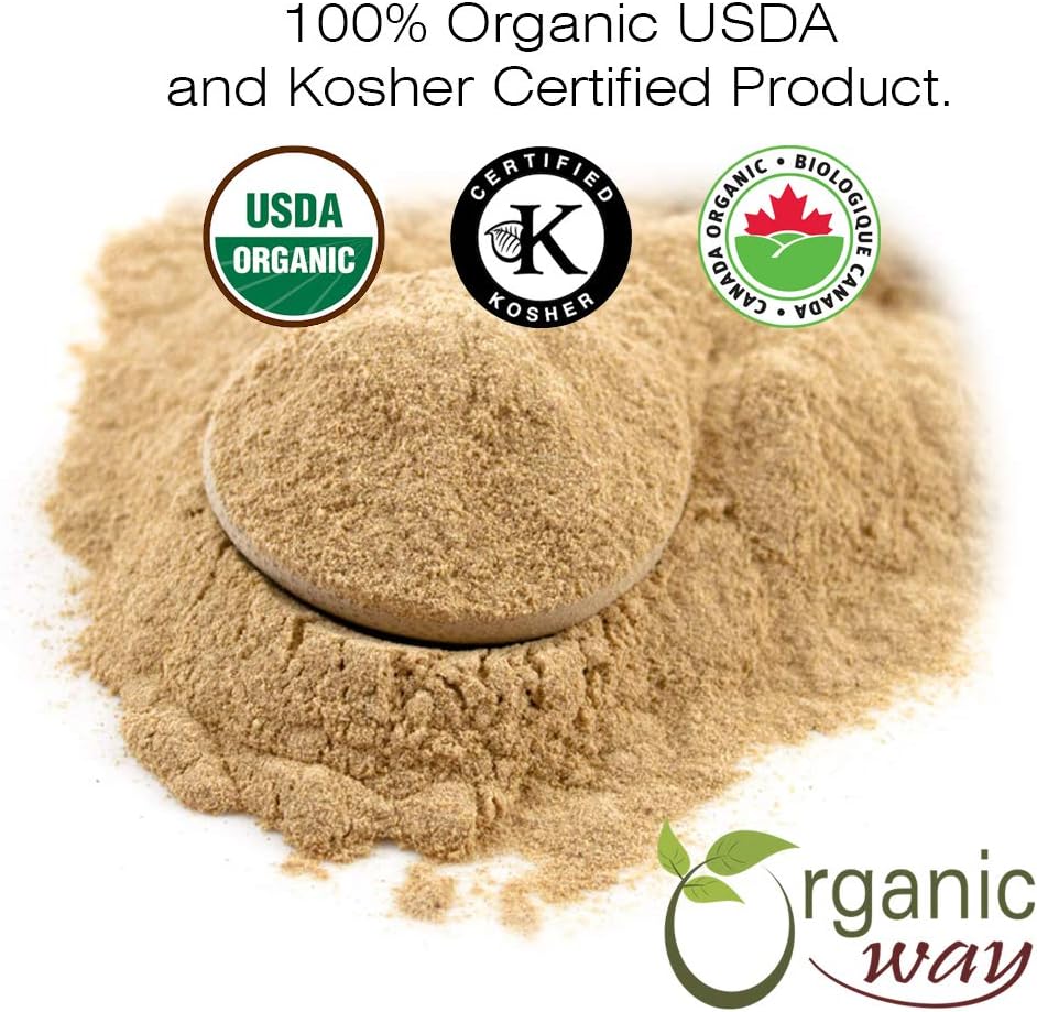 Organic Way Premium Ashwagandha Root Powder (Withania somnifera) - Organic & Kosher Certified | Vegan | Non GMO & Gluten Free | USDA Certified