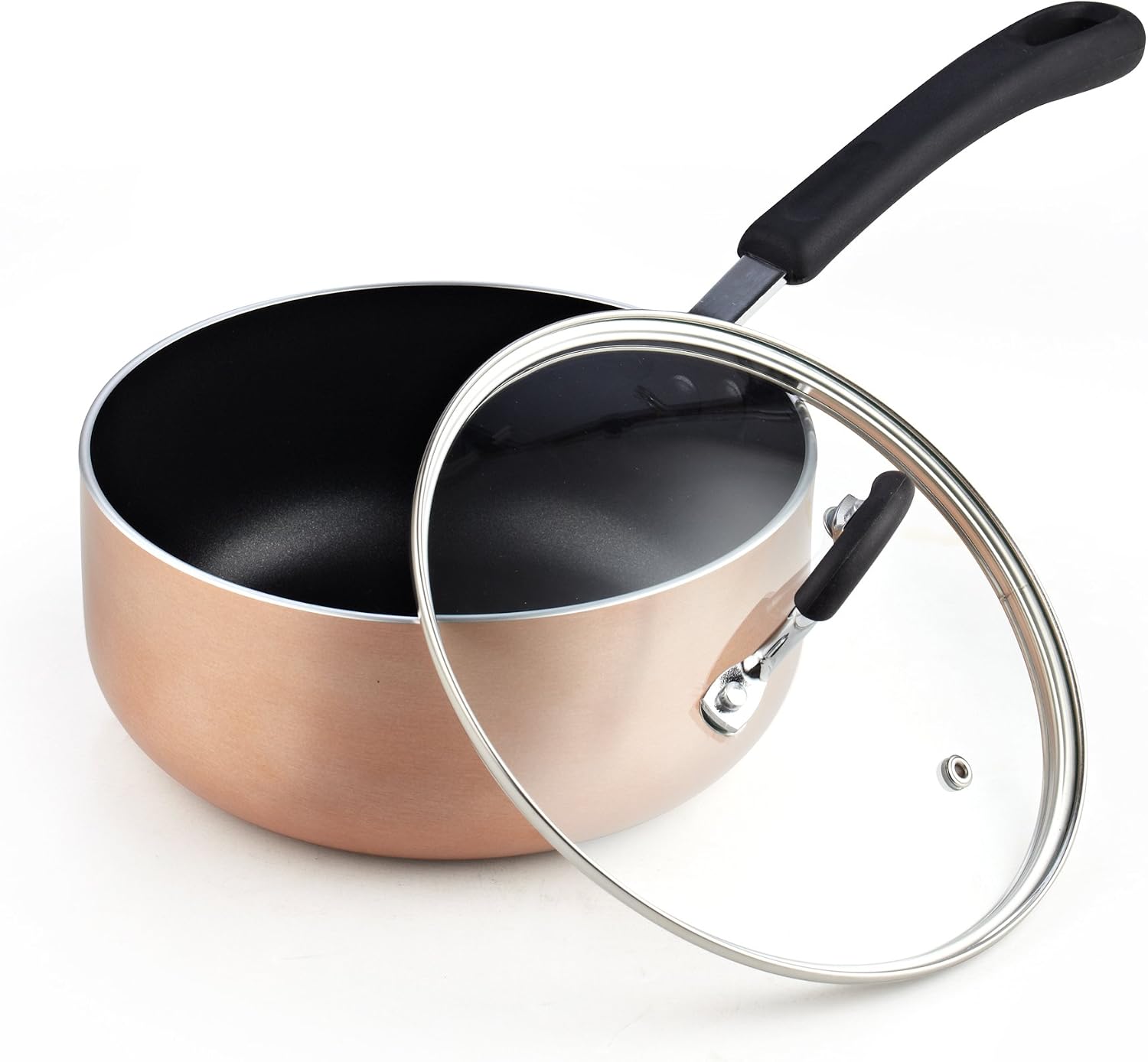 Cook N Home 8-Piece Nonstick Pot and Pan Set with Lid Induction Compatible | Cookware Set Includes Saucepan with Lid, Stockpot with Lid, Frying Pan, Kitchenware set Non Stick, Black