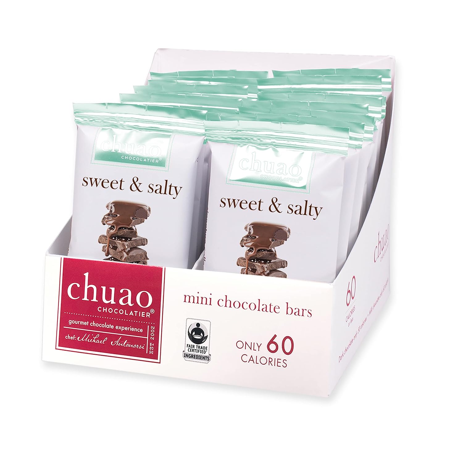 Chuao Chocolatier Salted Chocolate Crunch Dark Chocolate Mini Gourmet Chocolate Bar, 24-Ct. (0.39 oz. each)