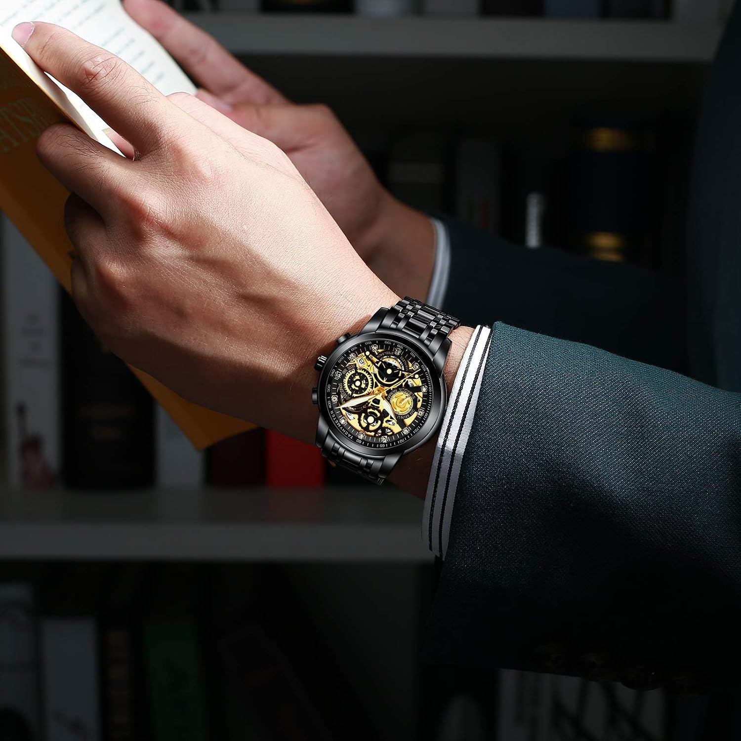 NEKTOM Watches for Men with Stainless Steel, Quartz Analog Watch with Date, Luxury Minimalist Dress Mens Watches, Chronograph Watch, 3ATM Waterproof