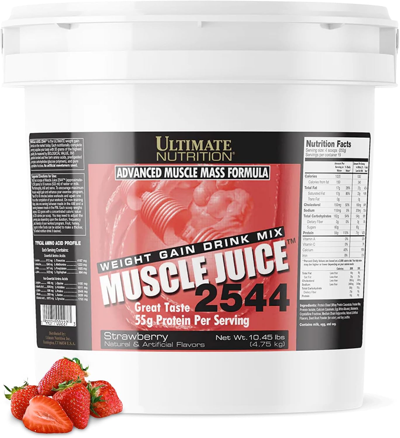 Ultimate Nutrition Muscle Juice 2544 Mass Gainer, Vanilla, 4.96 lb | 55g Protein Blend, 162g Carbs, 17g Fat, 1020 Calories, High Calorie Weight Gainer For Muscle Growth And Recovery