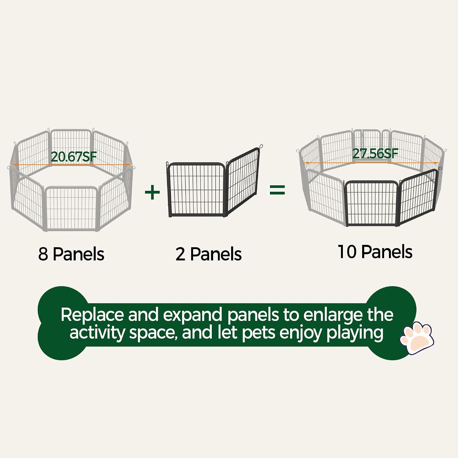 Yaheetech Dog Playpen 24in 16 Panels Pet Fence for Indoor Yard RV Camping | Easy Setup, Heavy Duty Rustproof Frame with Secure Latch Door, DIY Layouts,Foldable Storage, for Puppies & Small Dogs