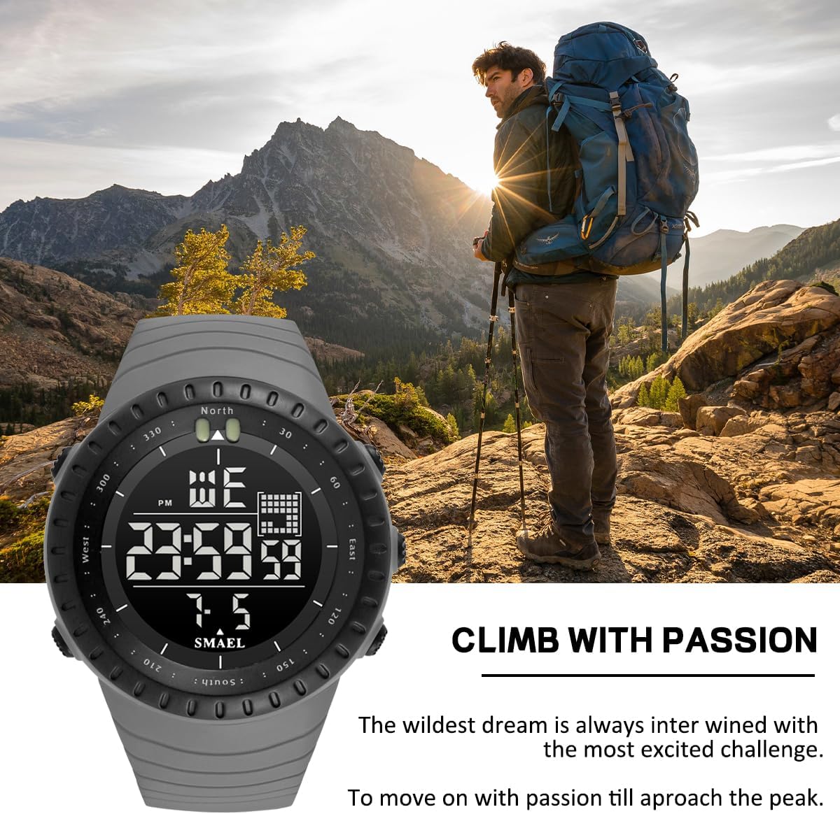 L LAVAREDO Mens Digital Watch Sports Military Watches Waterproof Outdoor Chronograph Wrist Watches for Men with LED Back Ligh/Alarm/Date
