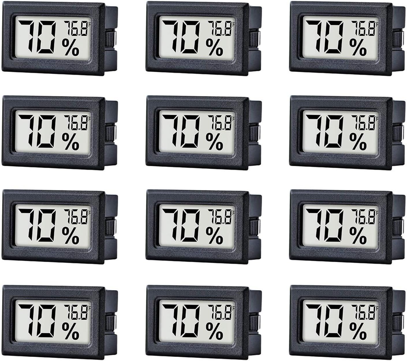 12 Pack Pgzsy Mini Small Digital Electronic Temperature Humidity Meters Gauge Indoor Thermometer Hygrometer LCD Display Fahrenheit (℉) for Humidors