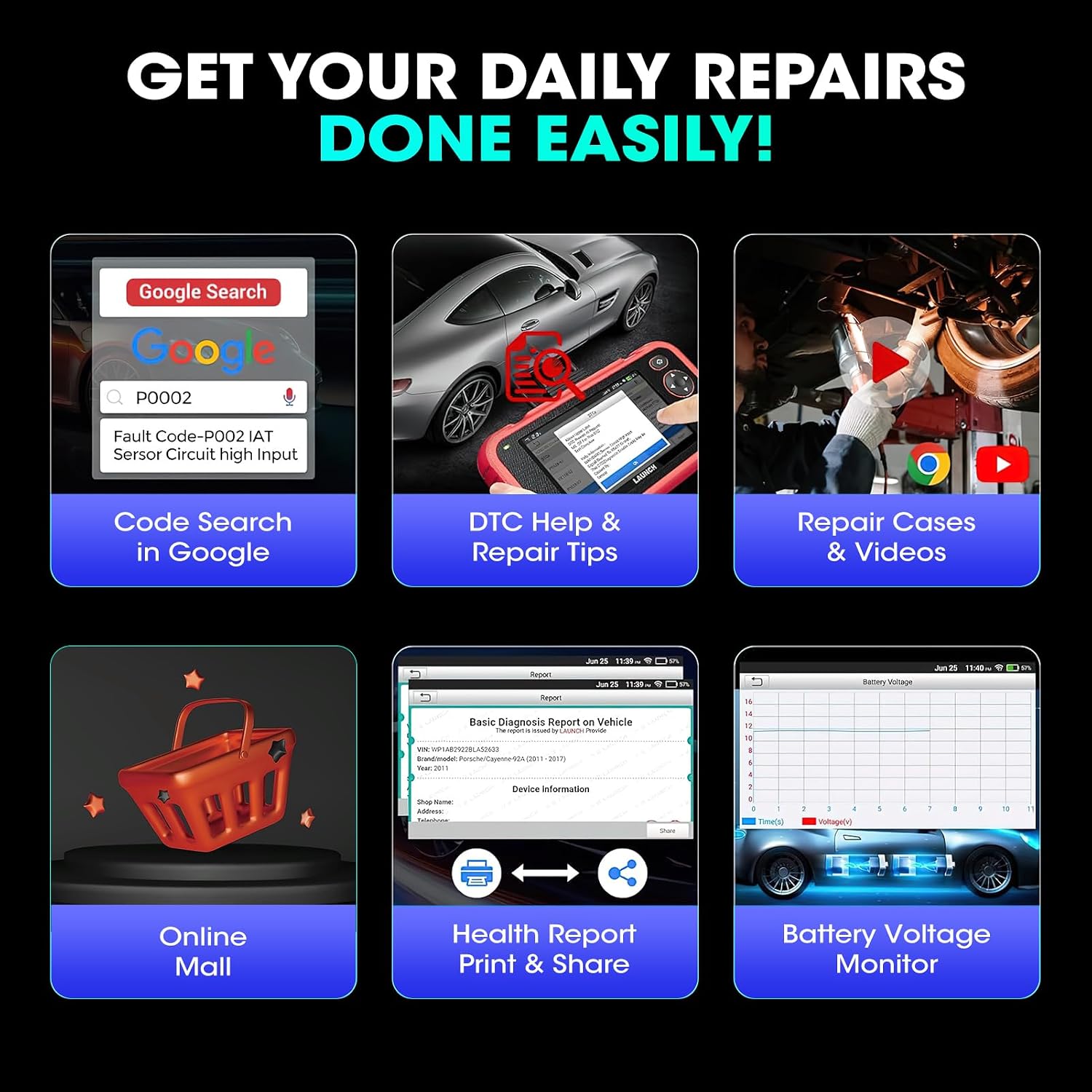 LAUNCH Scanner CRP129X V3.0 Elite,12 Resets Scan Tool, FCA SGW, CANFD/DoIP