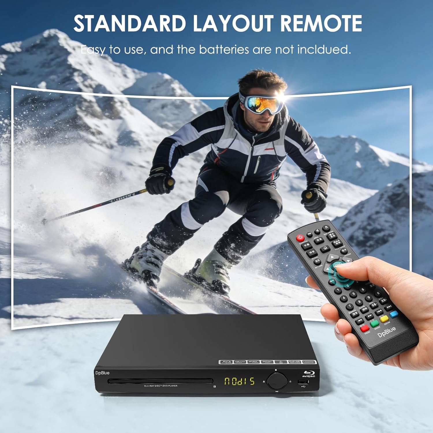 1080P Full HD Blu-ray DVD Player for TV/Projector, HDMI/AV/Coaxial Outputs | Home Theater Blu Ray Player Support Region A/1 Blu-ray Discs, CD DVDs VCD