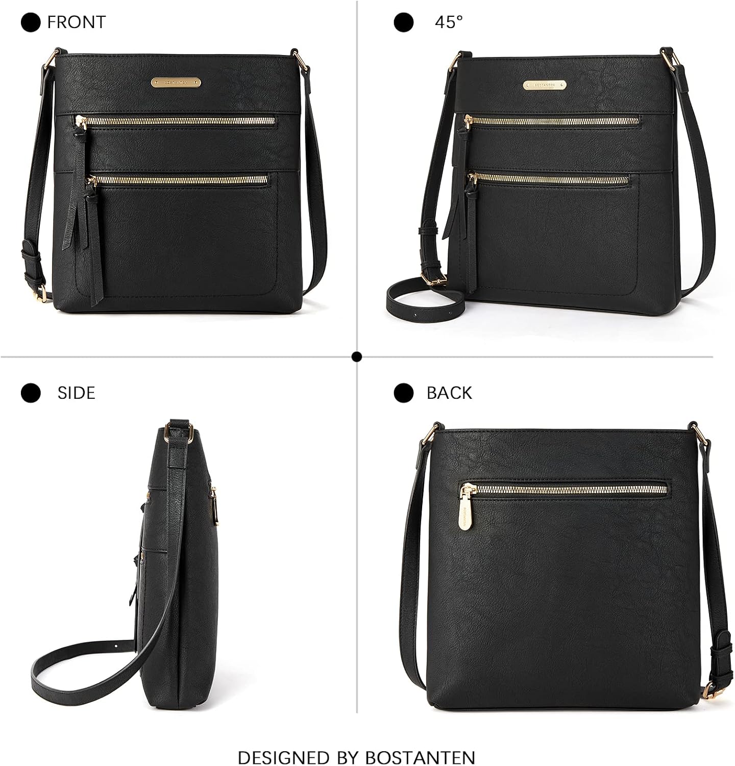 BOSTANTEN Crossbody Purses for Women Medium Shoulder Bag Quilted Handbags with Zipper Pocket