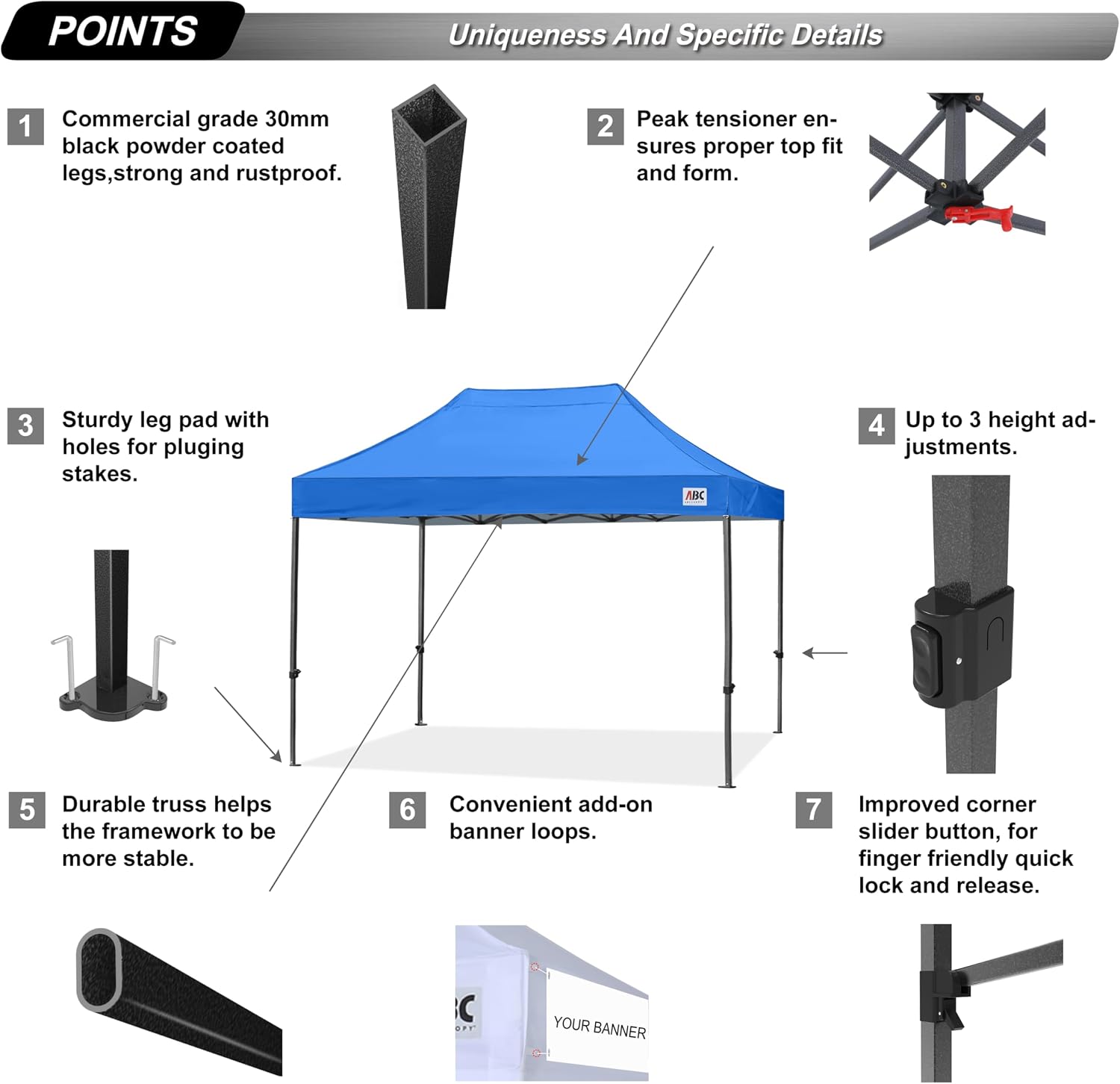 ABCCANOPY Patio Pop Up Canopy Tent 10x10 Commercial-Series (Black)
