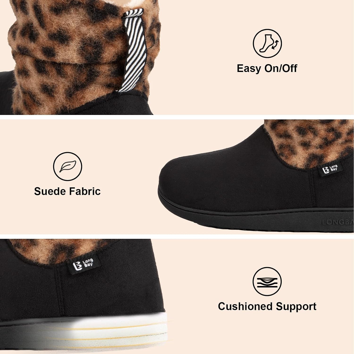 LongBay Slippers Boots for Women Warm Winter Fuzzy Bootie House Shoes Gifts