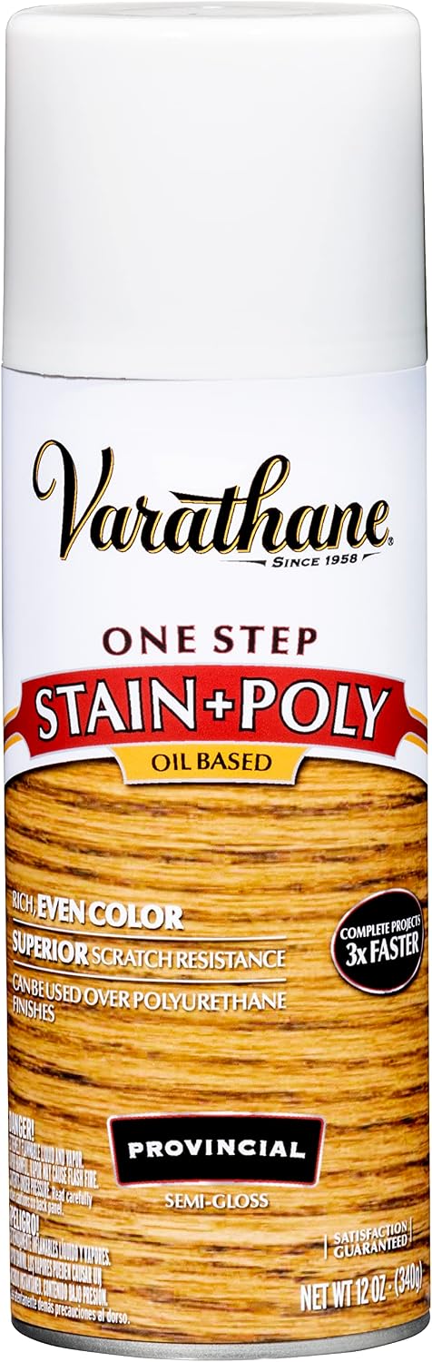 Varathane 243863 Oil-Based One Step Stain + Poly Spray, 12 oz, Golden Pecan