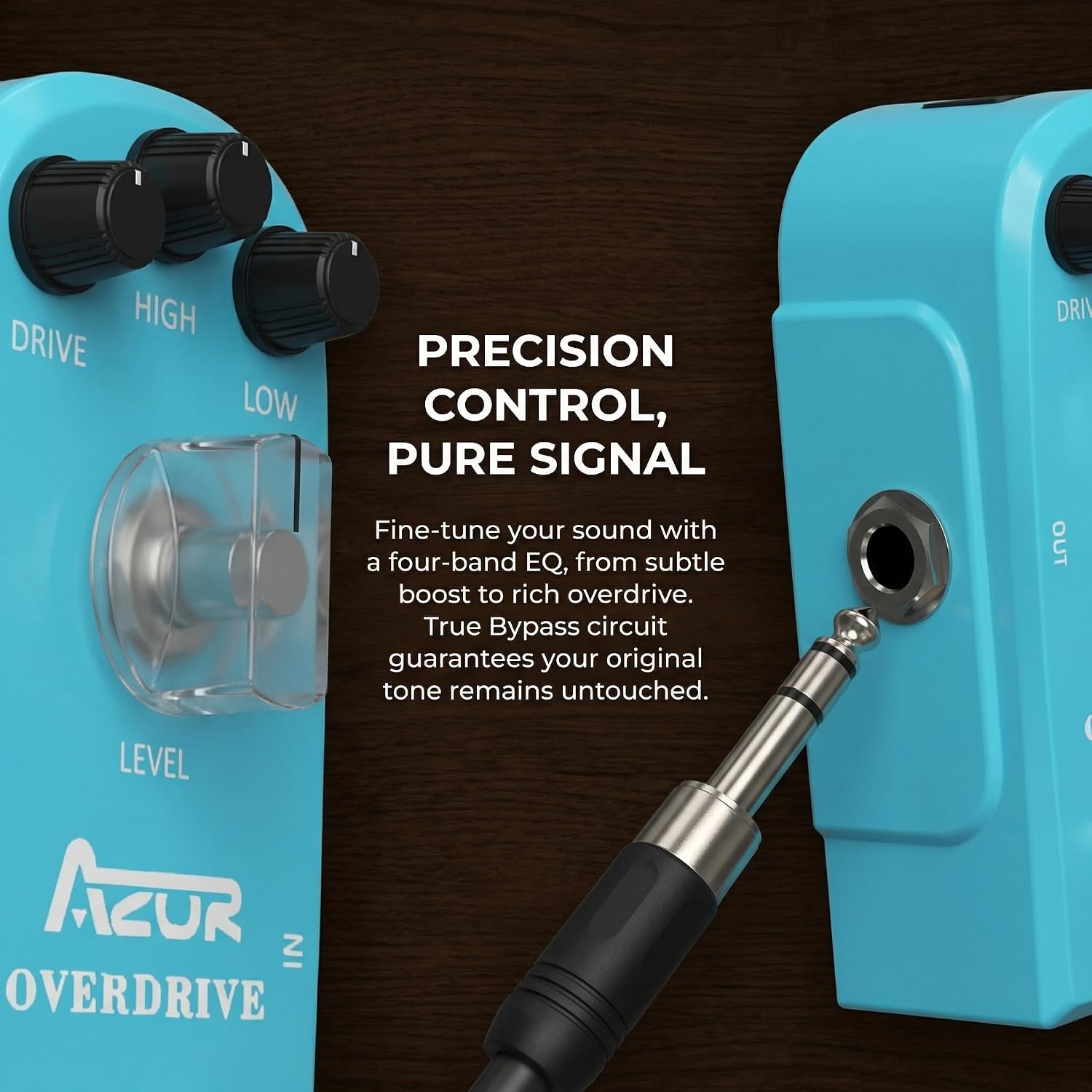 AZOR 5 Band Bass EQ Pedal, Aluminium Alloy True Bypass Equalizer Effect Pedal, Compact Mini Tone Control Pedal for Electric Bass Guitar