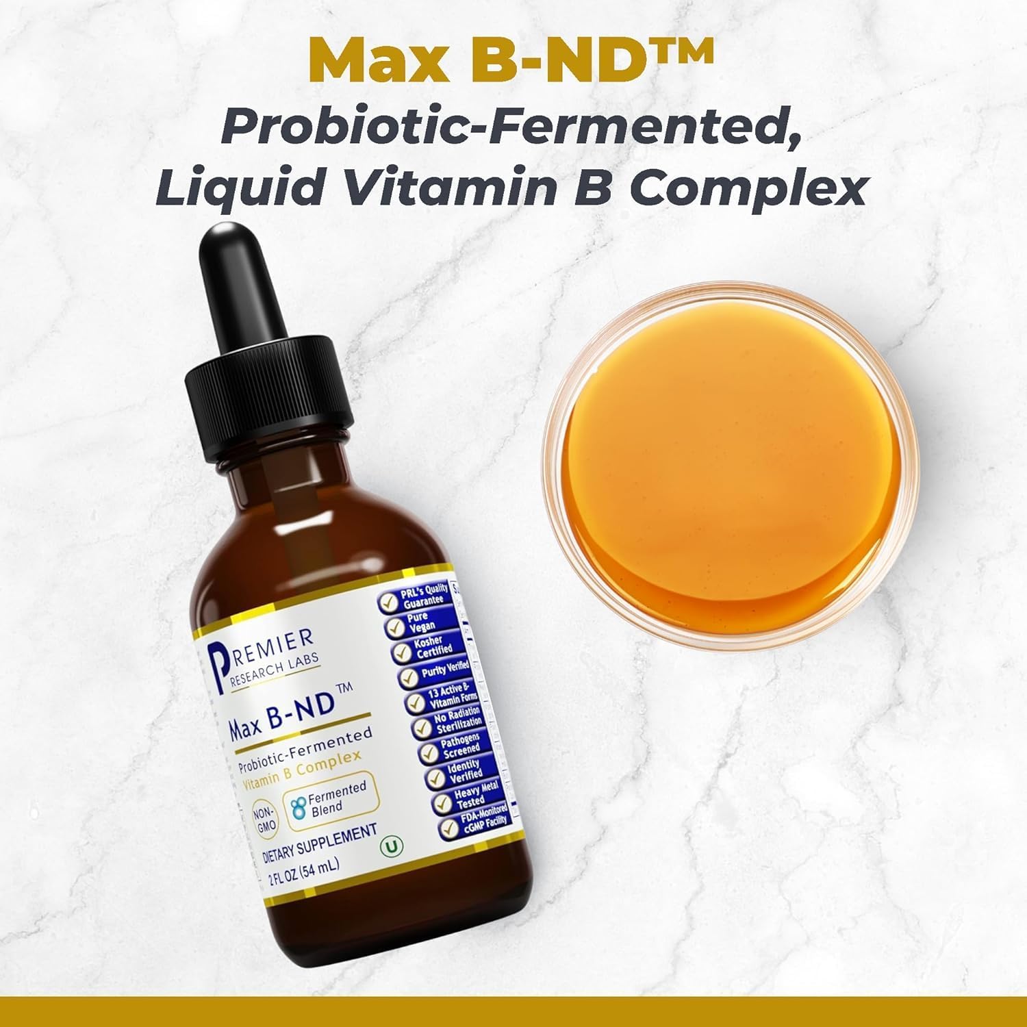 Premier Research Labs Max B-ND Liquid Vitamin - B-Complex for Liver & Brain Health, Liquid Drops for Energy, Immune & Adrenal Support for Men & Women