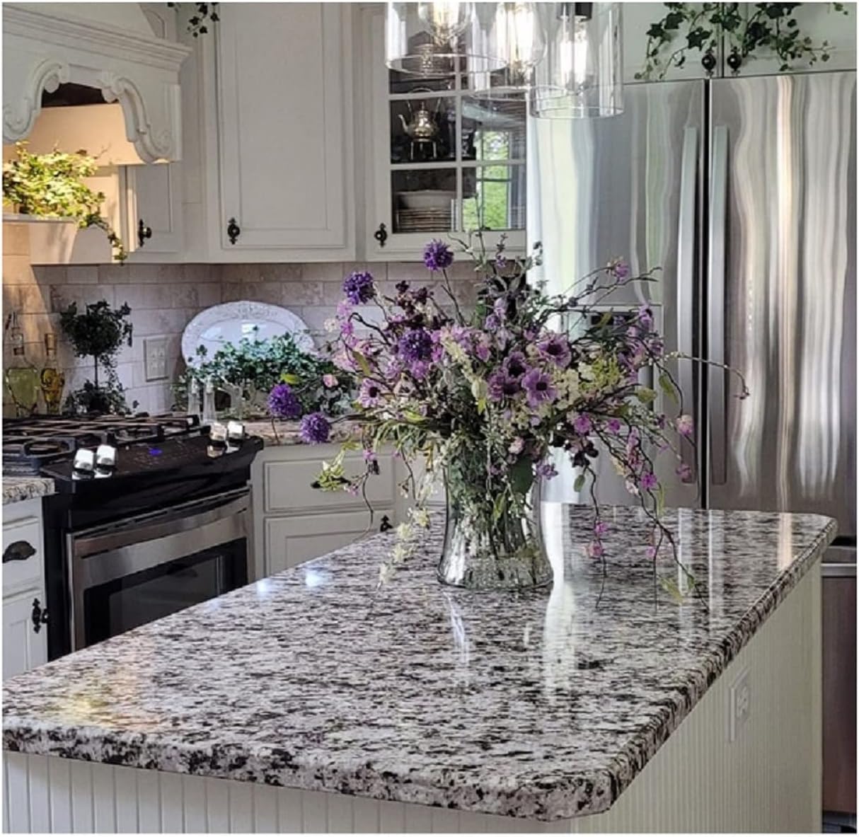 Self Adhesive Vinyl Countertop Wrap | Gray White Black Granite Quartz Marble Contact Paper | Peel and Stick Counter Top Laminate Sheet | 36" x 120"