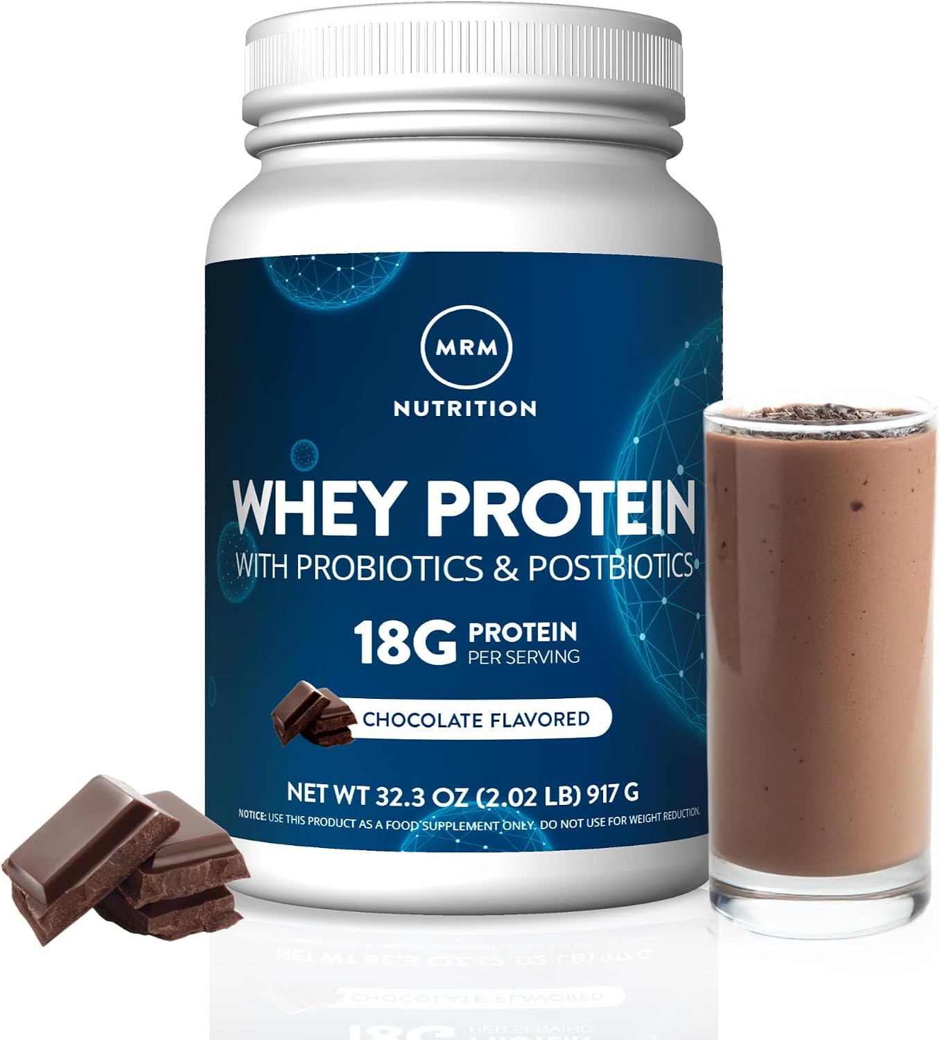 MRM Nutrition Whey Protein - Vanilla Flavored, BCAAs - 34 Servings | Microfiltered Whey Protein Isolate & Concentrate, 16 Different Probiotic Strains, & Digestive Enzymes, Gluten Free