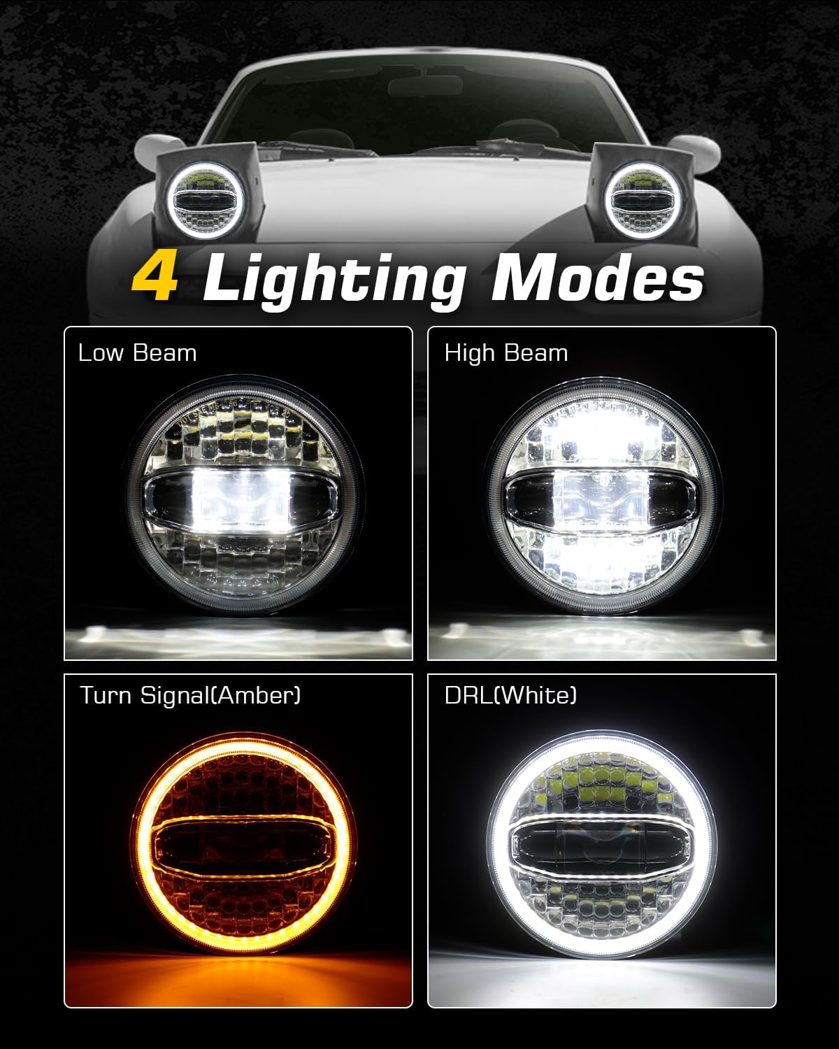5x7 7x6 Inches LED Headlights H6054 Hi/Low Sealed Beam DOT/SAE Headlamps