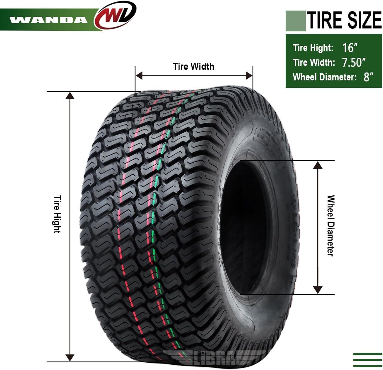WANDA Set 2 15x6-6 15x6.00-6 Lawn Mower Tractor Turf Tires15x6x6 P332-13016 | Riding Lawn Mover, Garden Tractor