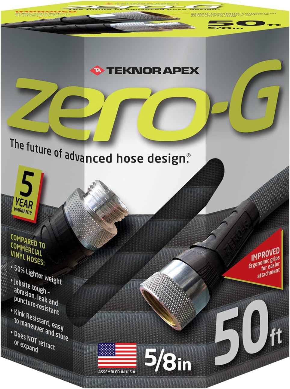 zero-G 4001-100 Garden Hose, 5/8" x 100', Gray