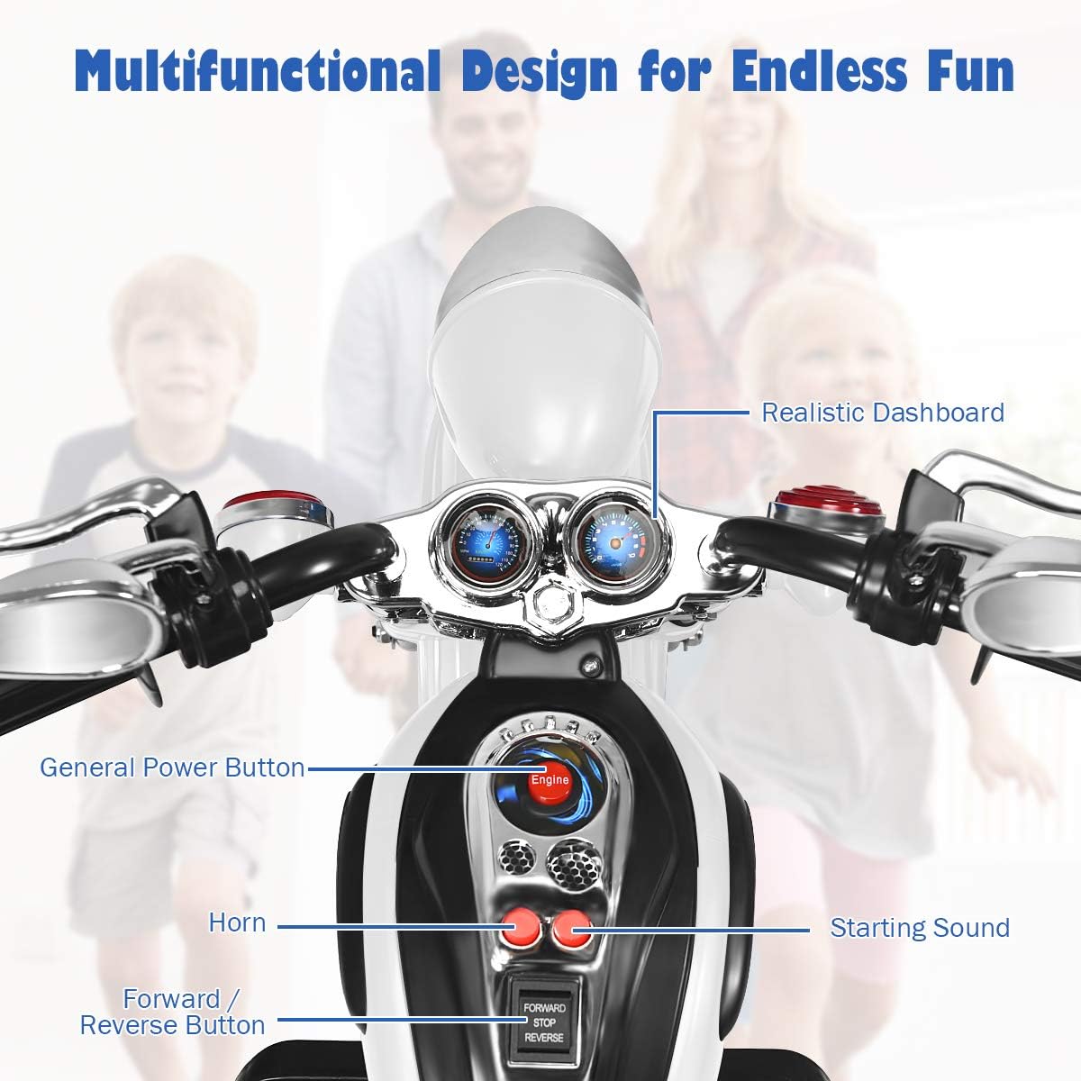Costzon 6V Ride on Chopper Kids Motorcycle with Horn, Headlight (Red)