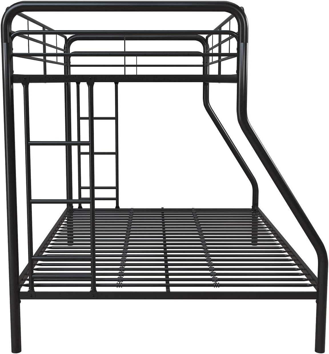 DHP Twin-Over-Futon Convertible Couch and Bed with Metal Frame, Ladder and Guardrails - Black