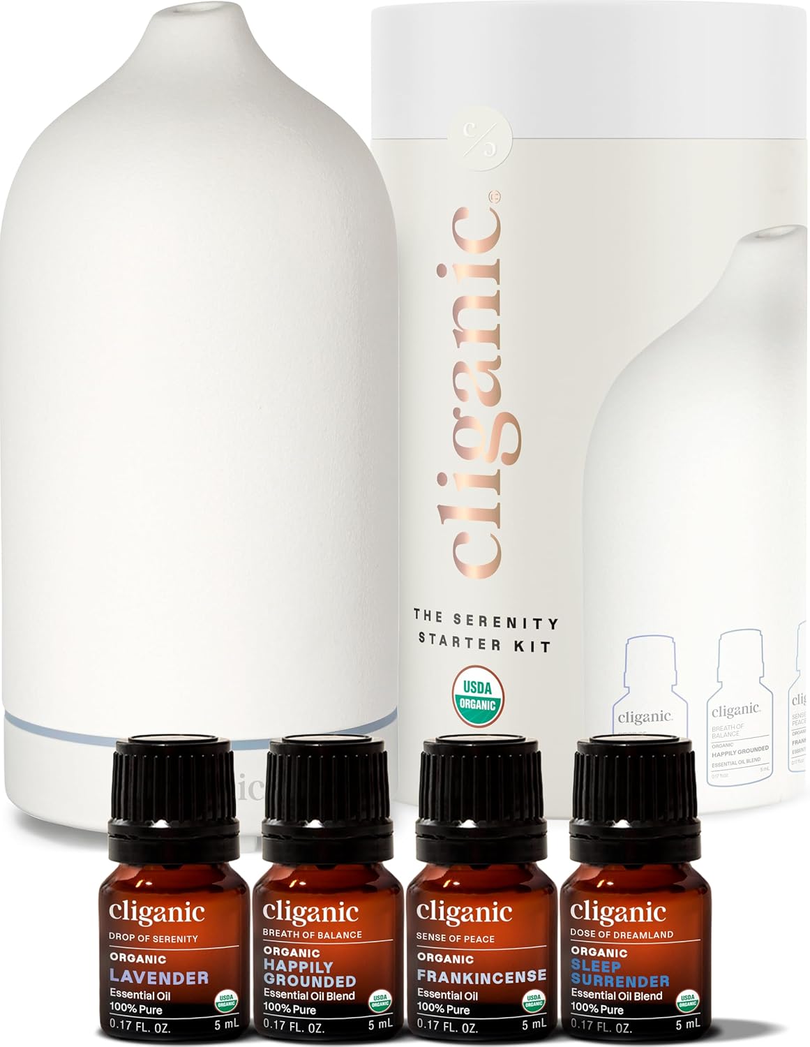 Cliganic Organic Essential Oils Set (Top 5 - The Classics) - 100% Pure Natural - Aromatherapy, Candle Making - Peppermint, Lavender, Eucalyptus