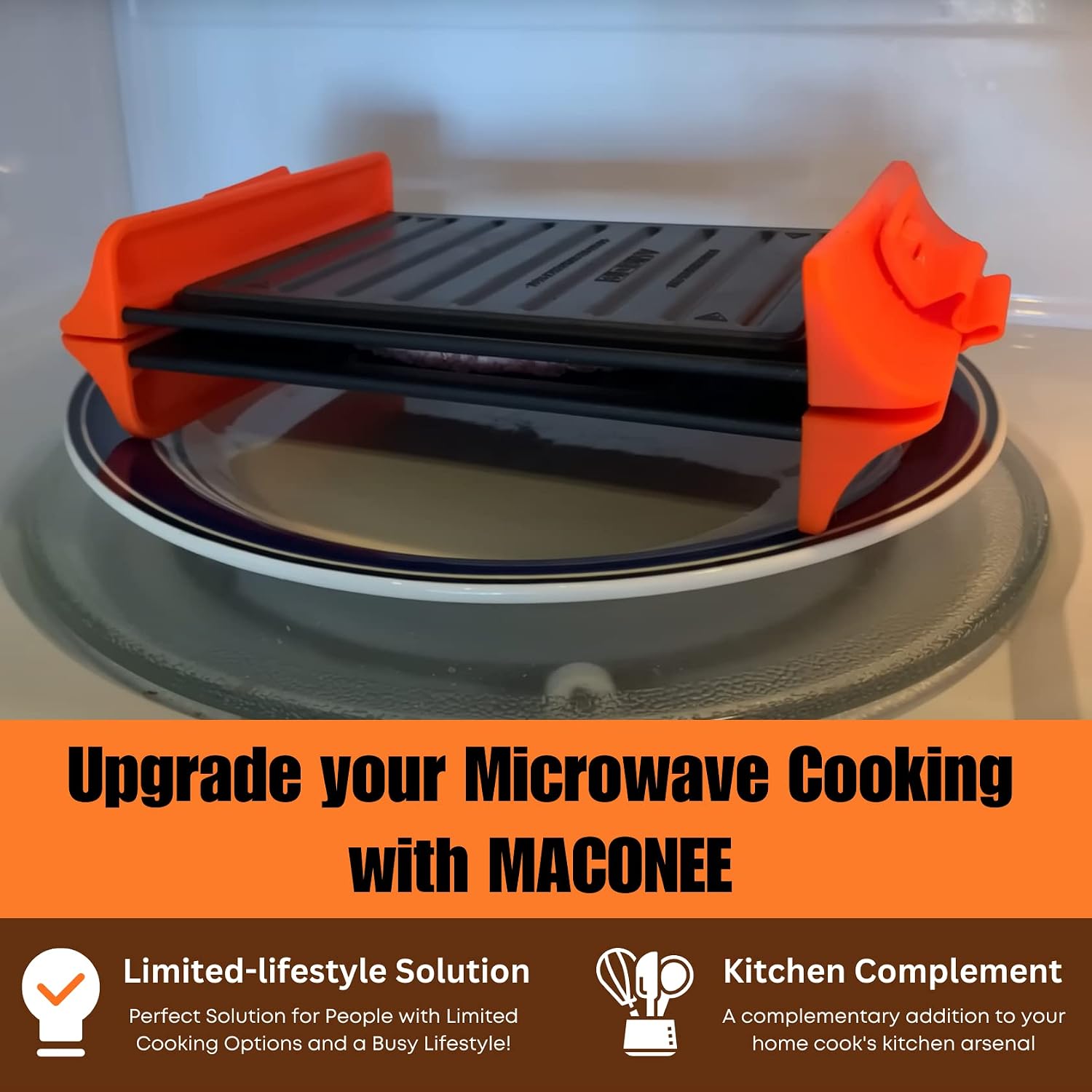Maconee Microwave Sandwich maker | Microwave Grill Cheese Maker | Microwave Crisper Toaster Cookware | Panini Press | Cooking Fast and Dishwasher