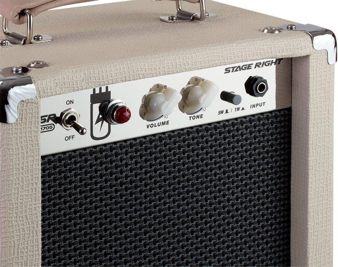 Monoprice 1x8 Guitar Combo Tube Amplifier with Celestion Super 8 Inch Speaker - Tan / Beige 5-Watt, 12AX7 Preamp