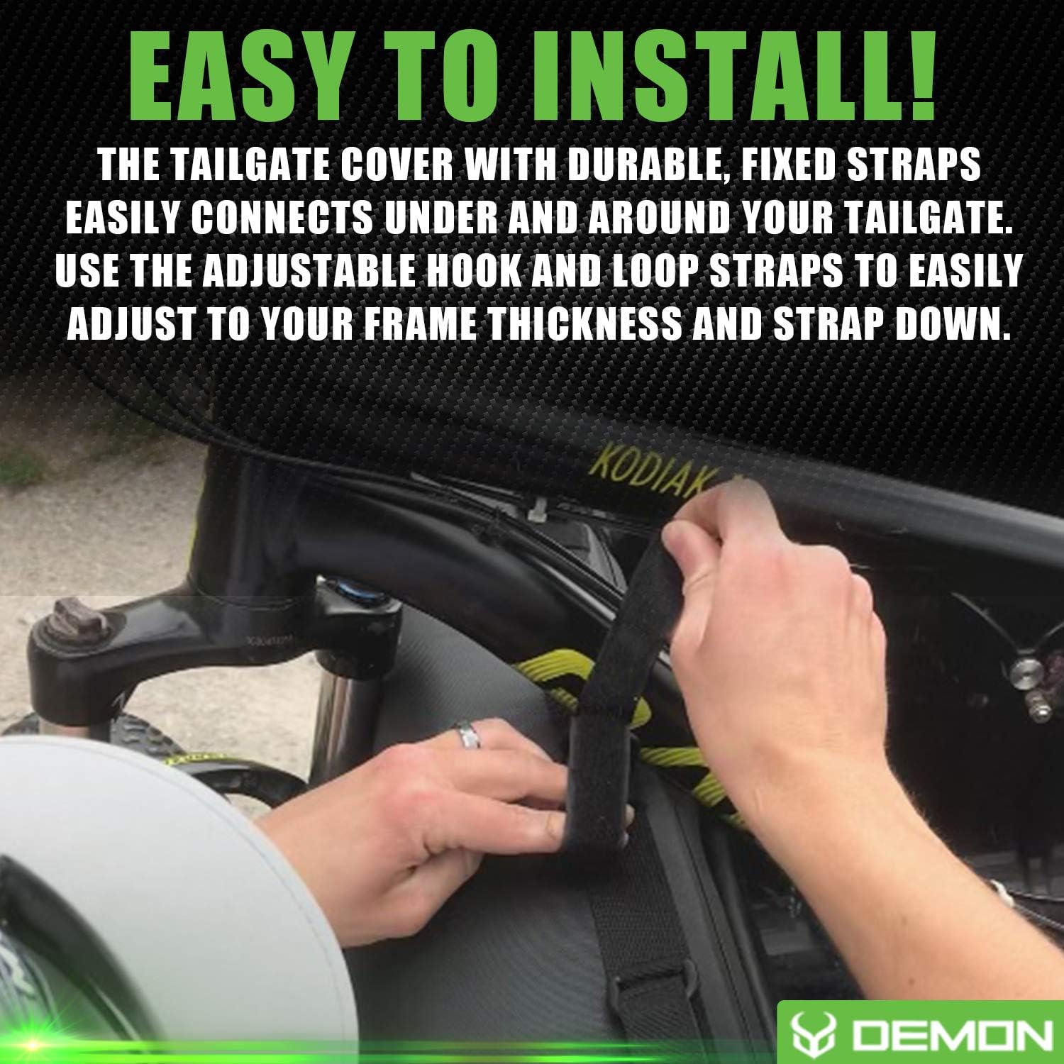 Demon Tailgate Pad for Mountain Bikes with Tool Pocket for Mechanic Tools/Tailgate Cover with Secure Bike Frame Straps