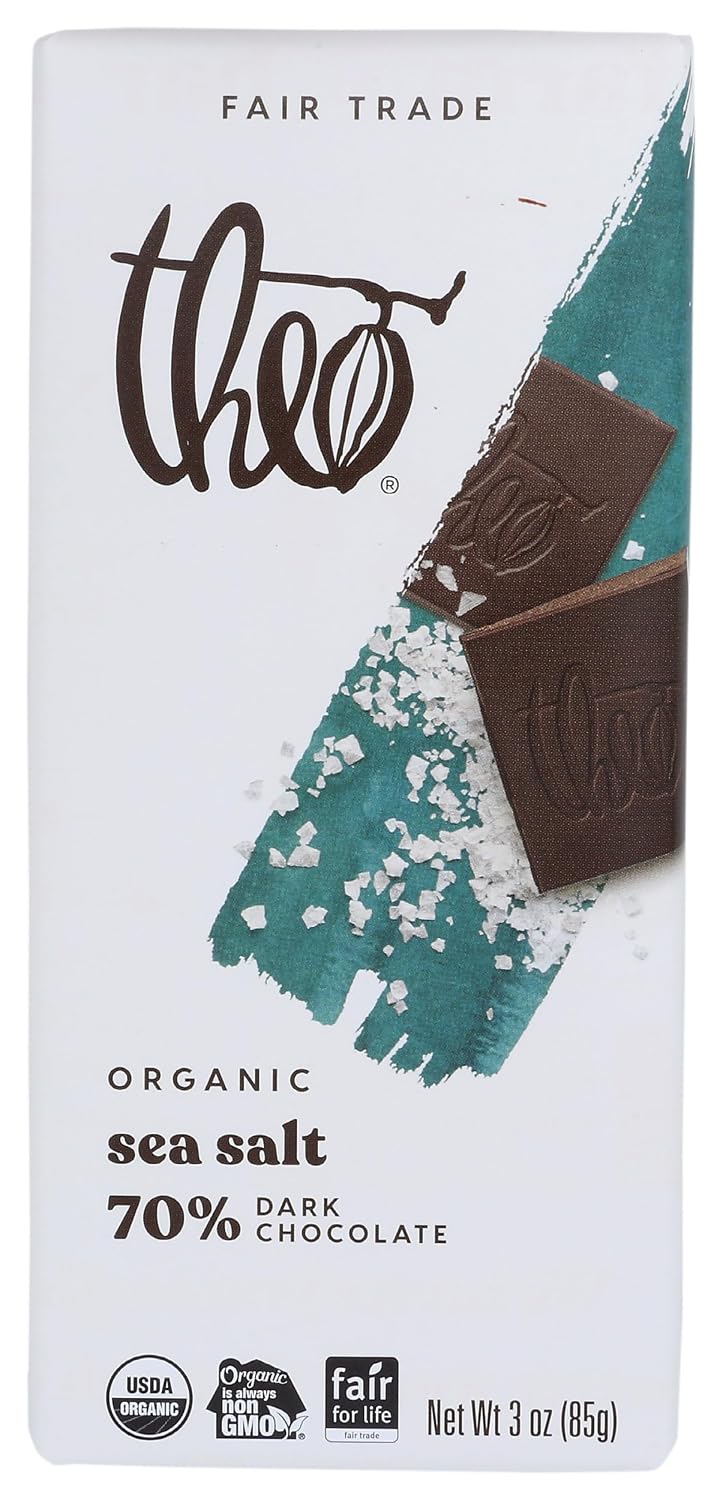 Theo Mint Organic Dark Chocolate Bar, 70% Cacao, 1 Bar | Vegan, Fair Trade