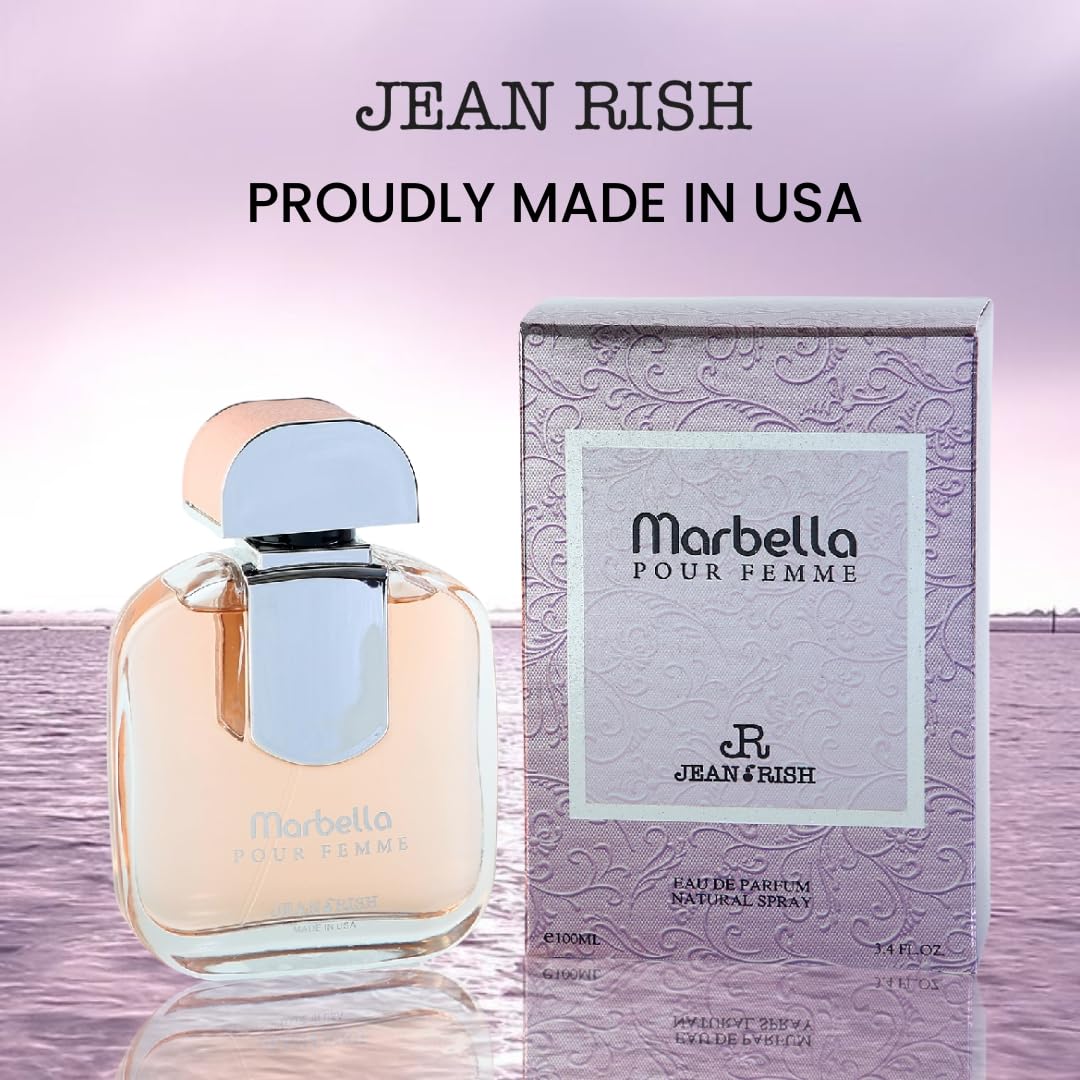 Marbella Perfume for Women Eau De Parfum, Long-Lasting Luxury Fragrance, Made In USA - Pear, Jasmine, Vanilla, Iris, Patchouli Scent - 100ml / 3.4 oz
