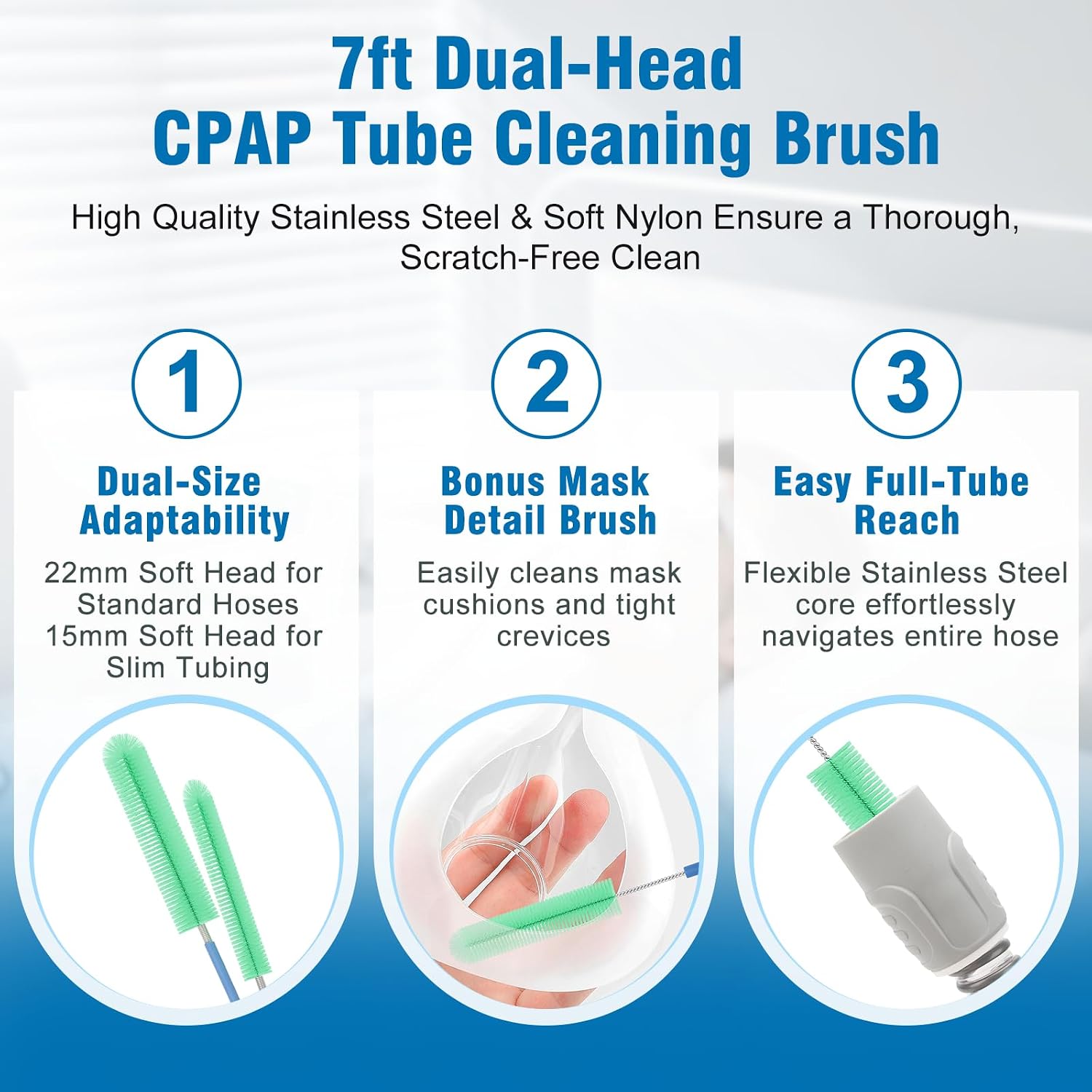 9 Pack CPAP Cleaning Kit for Hose & Mask, with Speed Control Hose Dryer, Collapsible Wash Basin & Hose Hanger, 7ft Cleaning Brush, CPAP Cleaning Supplies with Storage Bag, for 22mm & 15mm Tube
