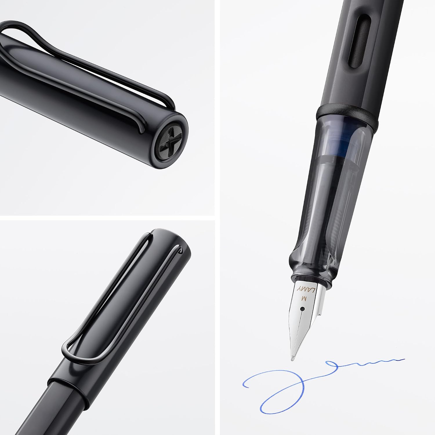 LAMY AL-star black - Fountain Pen with ergonomic grip & black Left-Handed steel nib (LH) in size M - lightweight aluminum body - including LAMY T 10 blue cartridge