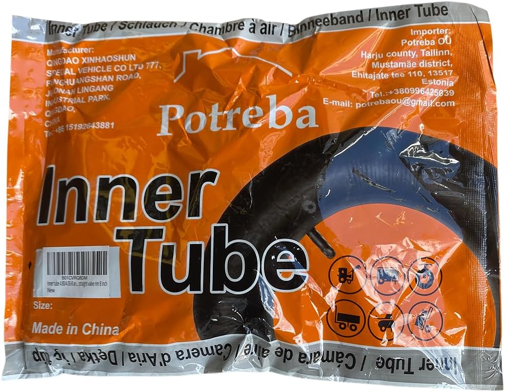 Potreba 4.80/4.00-8 Inner Tube TR13 Valve – Butyl Rubber Wheelbarrow | Heavy-Duty Replacement – Fits Garden Carts, Hand Trucks & Dollies