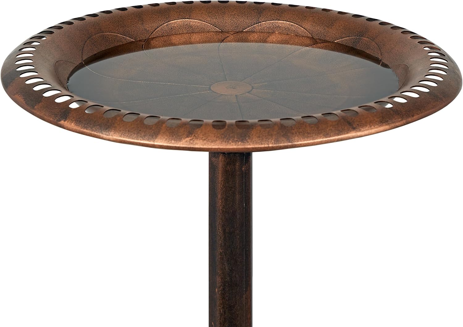 Alpine Corporation TEC116 Outdoor Aged Green Pedestal Birdbath with Scrollwork, 28" Tall, Green