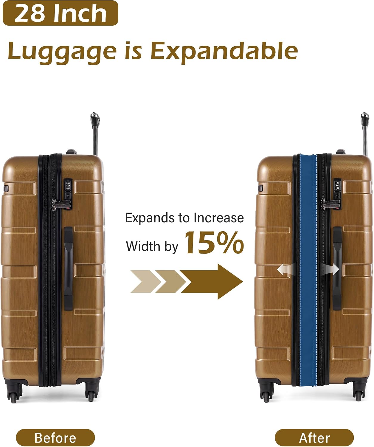 Coolife Medium Checked Luggage Hardside Suitcase with Spinner Wheels, 24in | Lightweight ABS+PC, Rolling Travel Suitcase with TSA Lock, Spinner Wheels, Durable Zipper, Charcoal