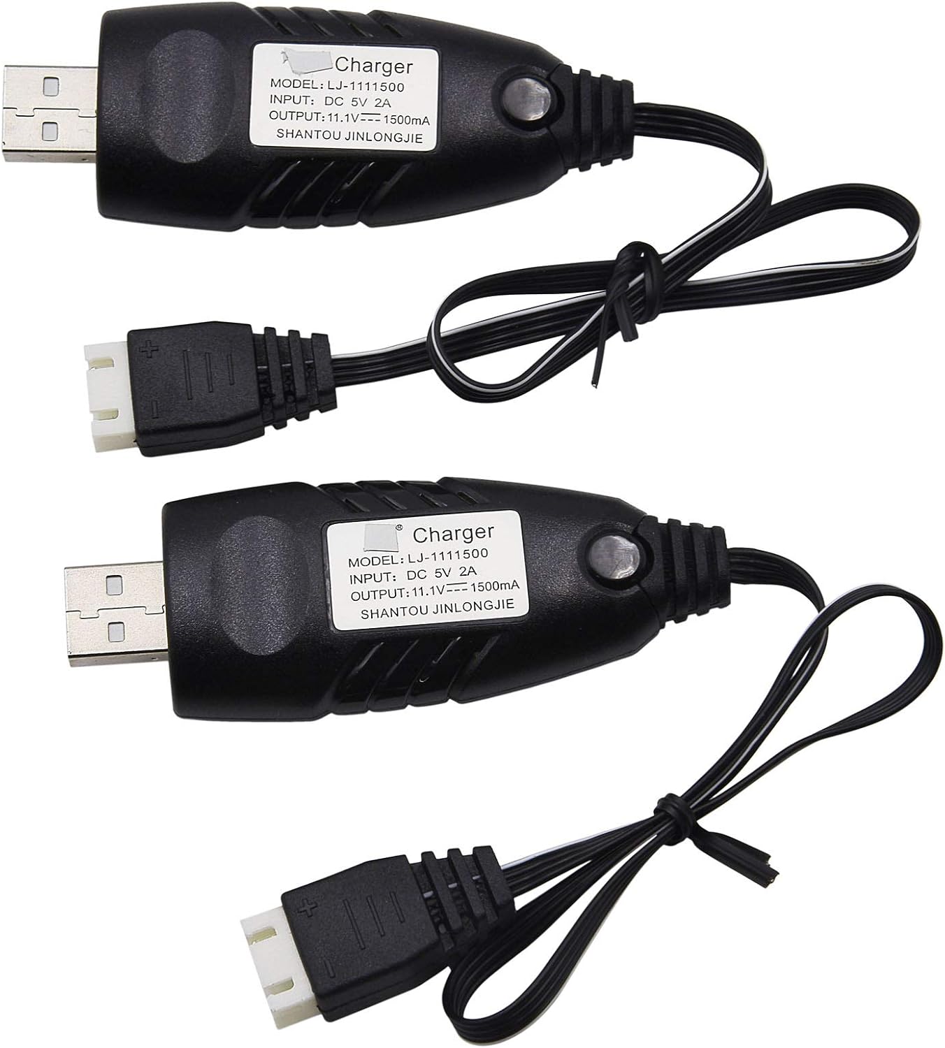Blomiky 2 Pack 3S 1.5A Lithium Charger Cable Suitable for RC Car Boat Airplane Drone Airsoft 3 Cell Lipo Battery / 11.1V USB New 2