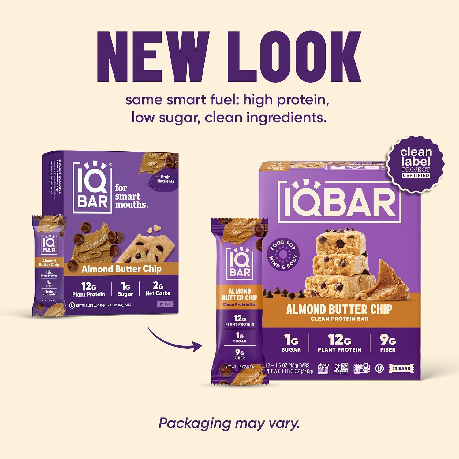 IQBAR Clean Protein Bars, Low Sugar Keto, Banana Nut 12-Count