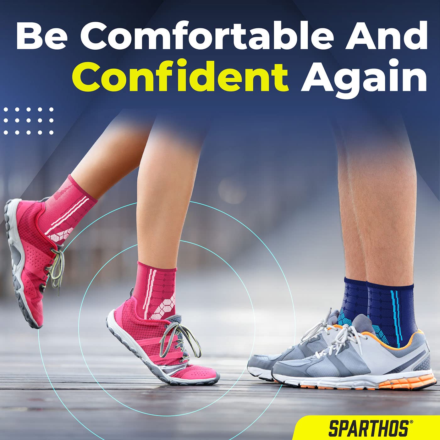 Sparthos Ankle Brace for Women & Men, Foot Compression Sleeve - Black-M | Plantar Fasciitis Socks, Arch Support, Ankle Wrap for Sprained Ankle, Achilles Tendonitis, Heel Pain & Swelling Relief, Pair