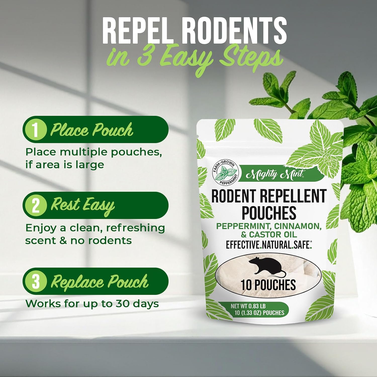 Mighty Mint Peppermint Oil Rodent Repellent Spray, 16 oz
