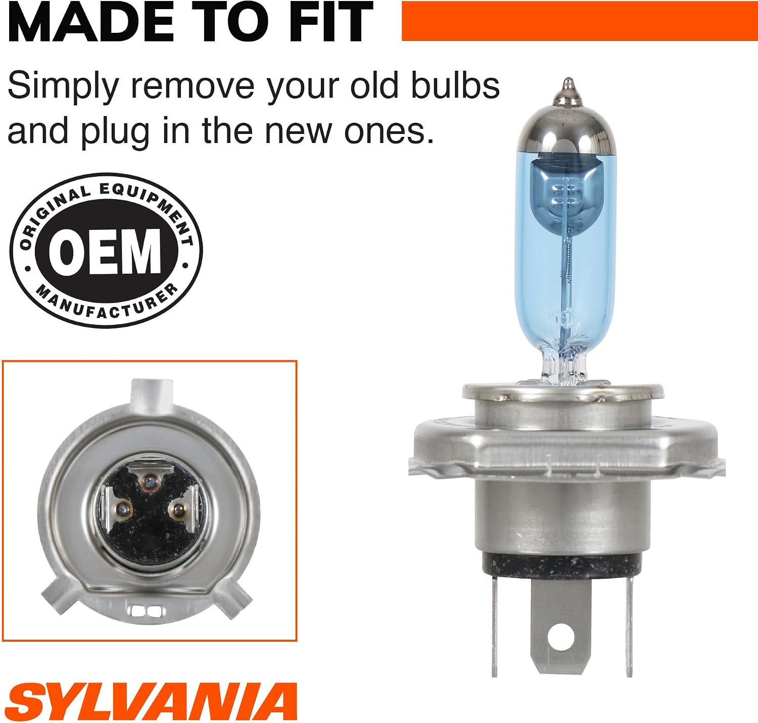 SYLVANIA - 9003 (HB2, H4) SilverStar zXe Gold High Performance Halogen Headlight Bulb - Headlight & Fog Light, Bright White Output
