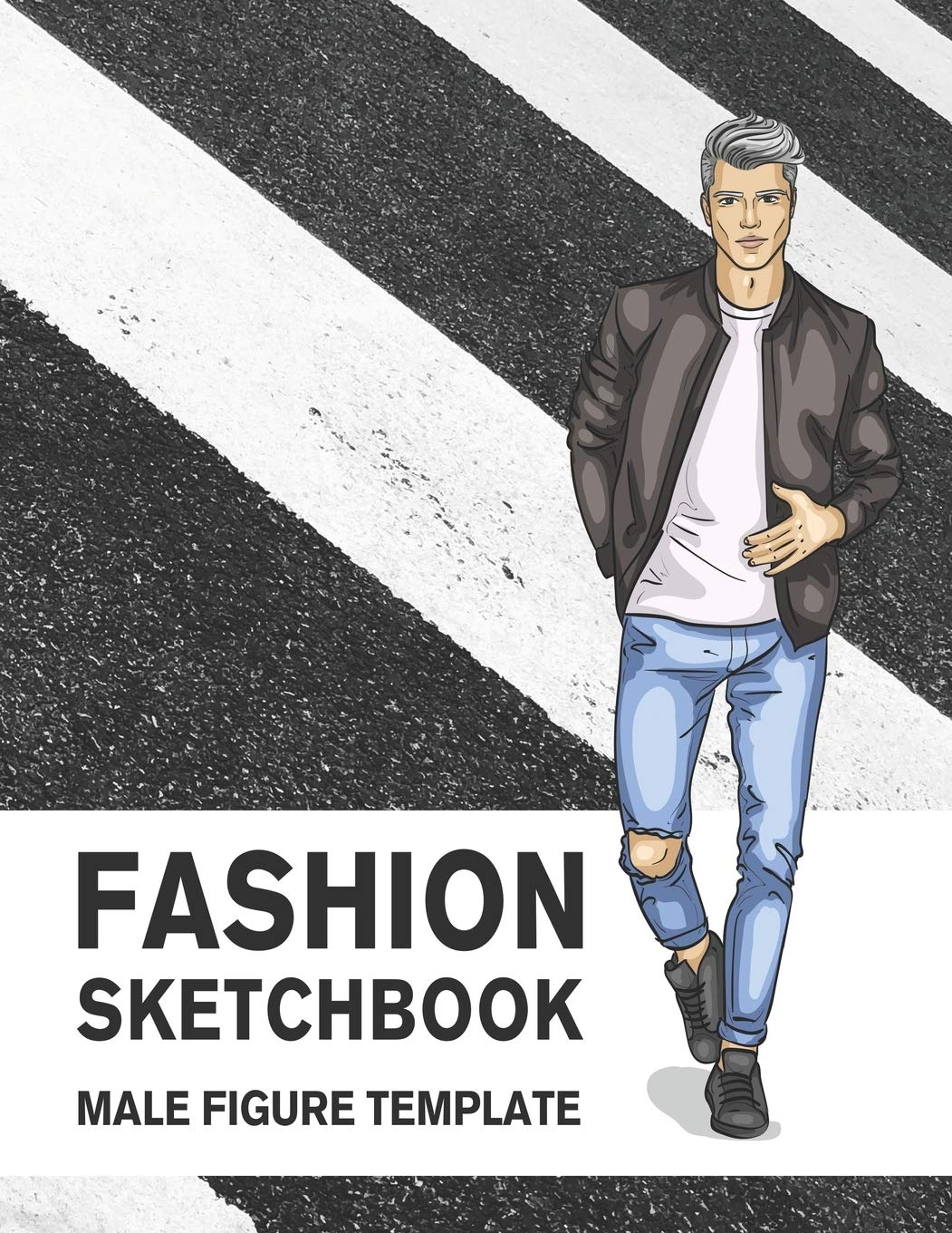 Fashion Sketchbook Male Figure Template: 440 Large Croquis for Easily Sketching Your Fashion Design Styles, Drawing Illustration