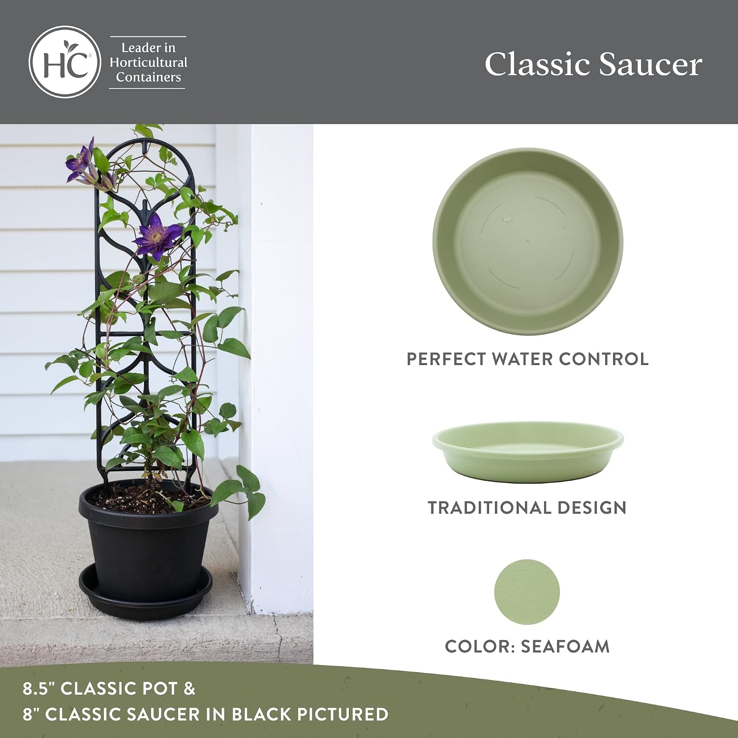 The HC Companies 14 Inch Round Plastic Classic Plant Saucer - Indoor Outdoor Plant Trays for Pots - 14"x14"x2.5" Sandstone