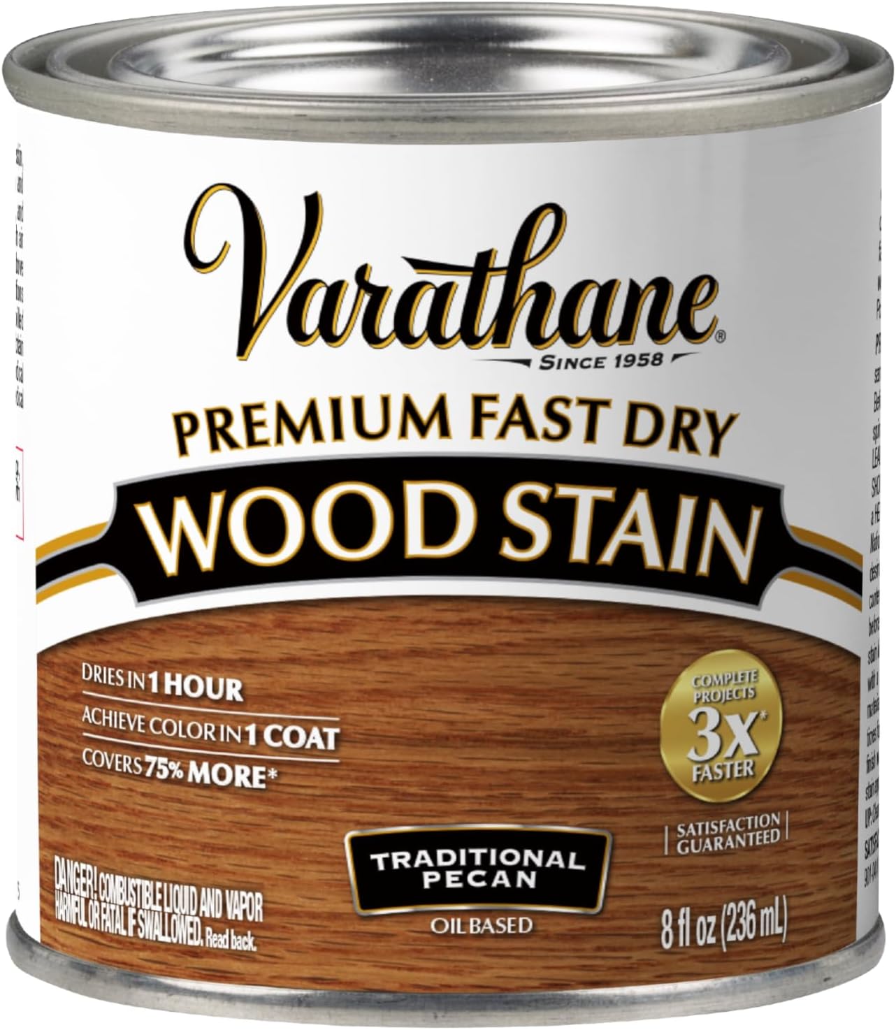 Varathane Premium Fast Dry Weathered Gray Wood Stain | Oil-Based, 1 Coat Color, 1 Hour Dry Time, Interior Wood Stain, Furniture, Cabinets, Doors, Covers Up to 275 Sq Ft, Quart